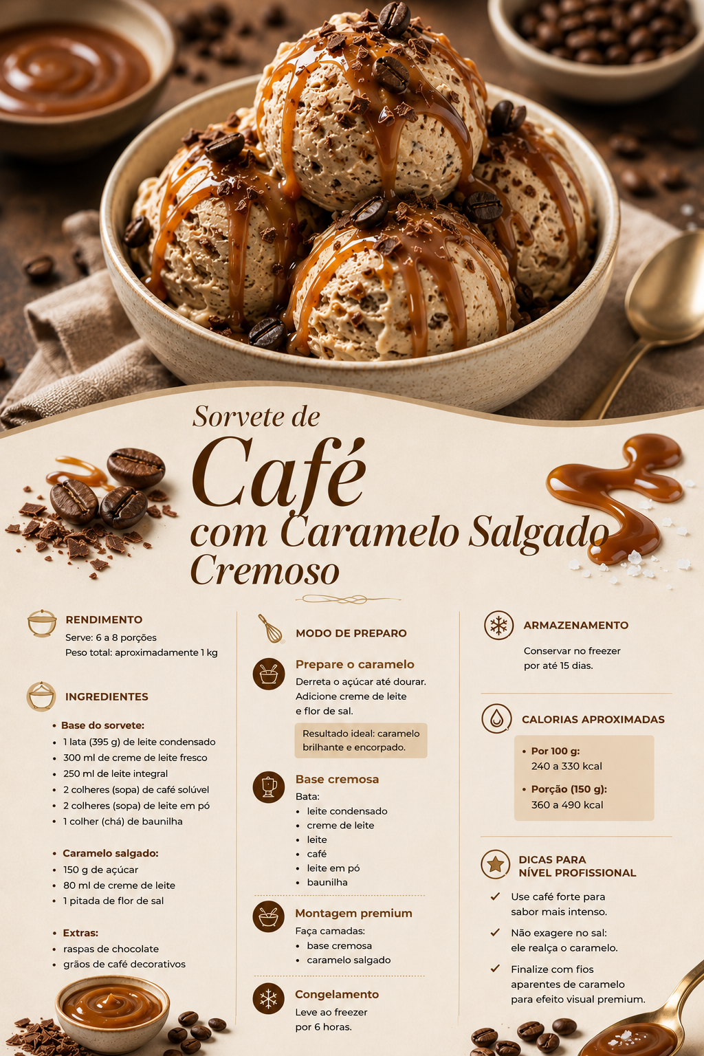 Sorvete de Café com Caramelo Salgado