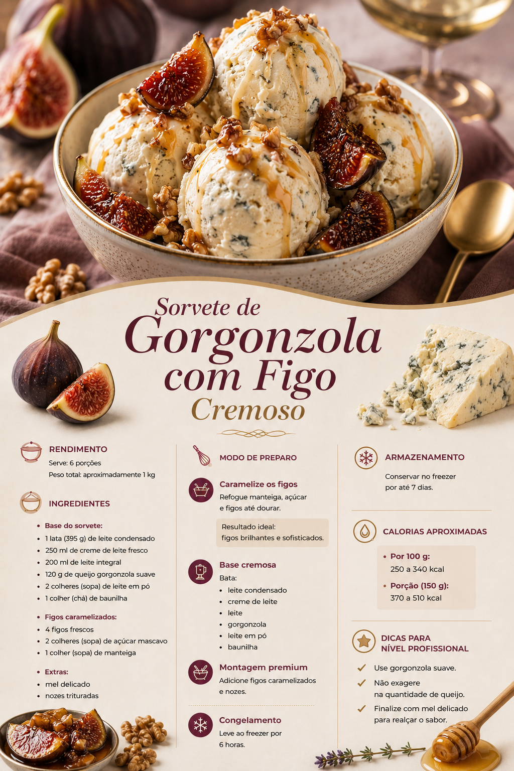 Sorvete de Gorgonzola com Figo