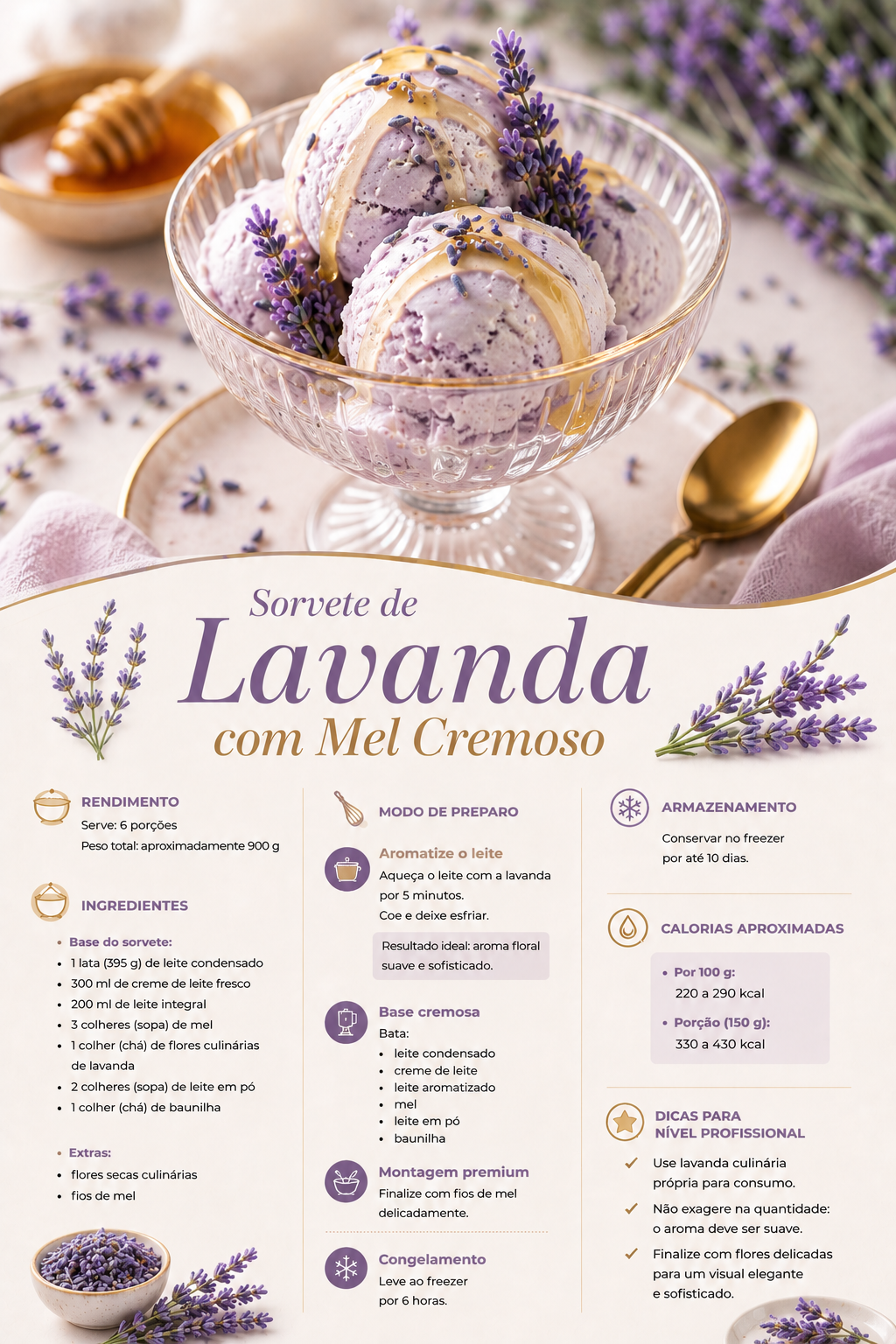 Sorvete de Lavanda com Mel